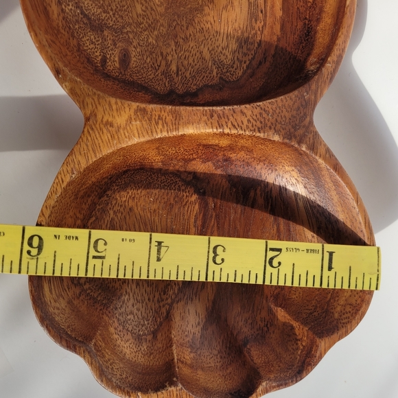 Vintage MCM Acacia Wood Shell Shaped Snack Bowl - Picture 7 of 9